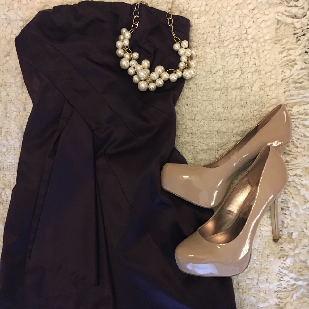 The Limited plum strapless cocktail dress